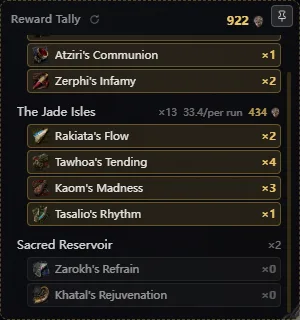 Mirror drop tally: run counts logged automatically, total drop value computed live